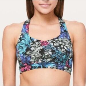 Lululemon free to be serene bra nocturnal floral‎ blue pink